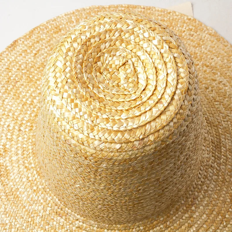 Pointed High Top Straw Sun Hat with Straps