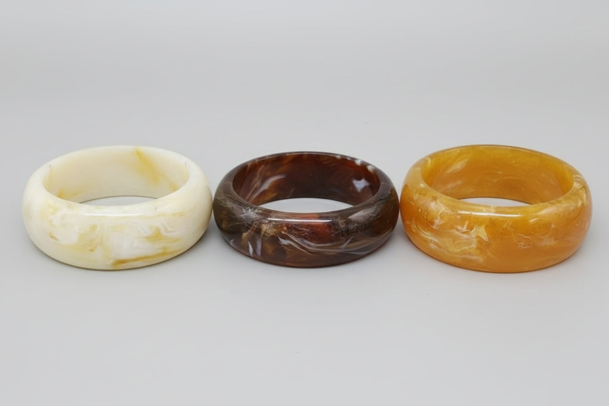Acrylic Chunky Bangle Bracelets 3 Piece Set