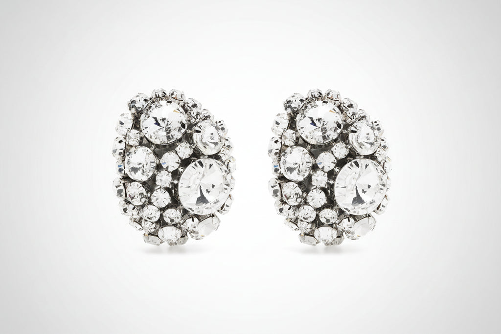 Round Rhinestone Clip Earrings