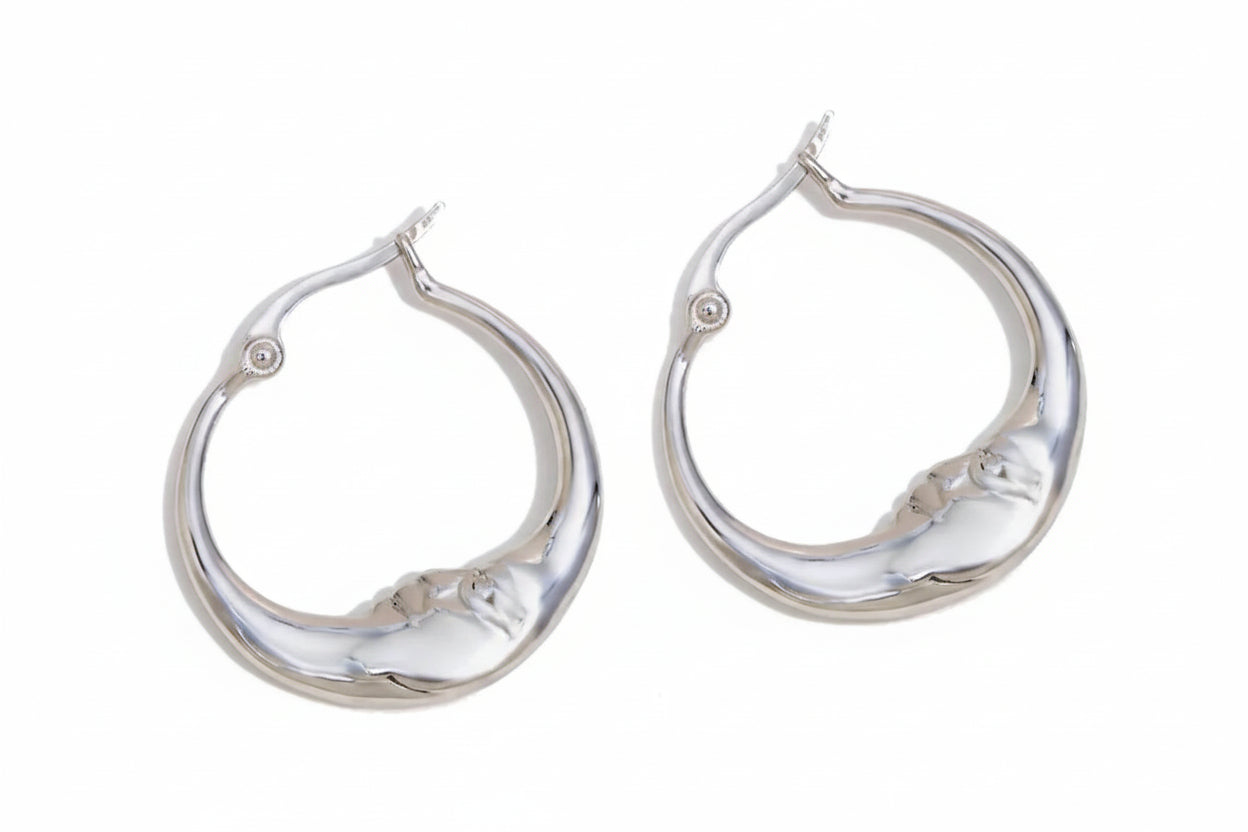 Moon Hoop Earrings