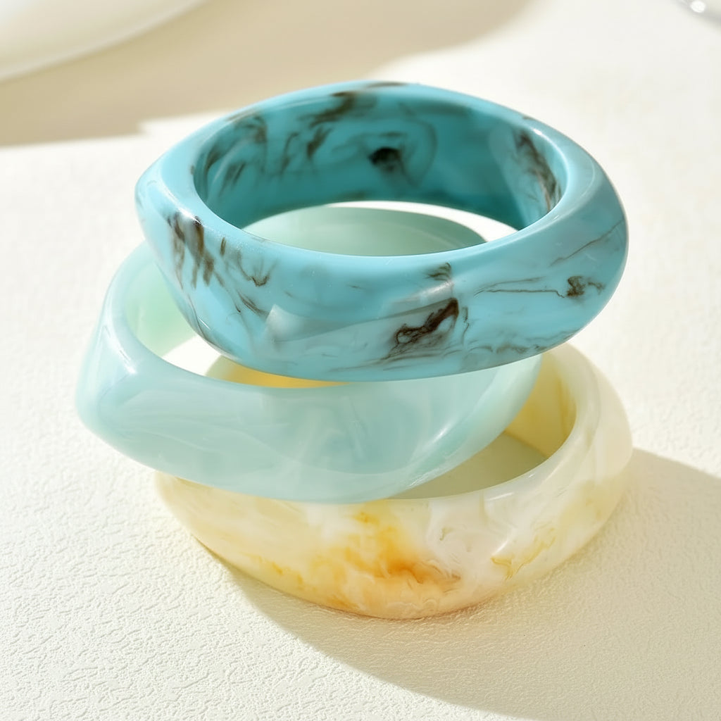 Acrylic Chunky Bangle Bracelets 3 Piece Set