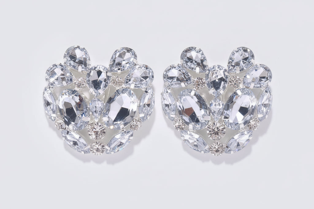 Heart Shape Rhinestone Clip Earrings