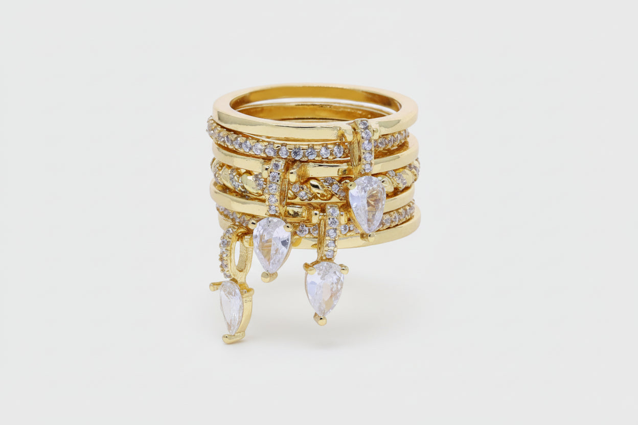 7 Piece Stacking Iced Out Micro Paved Rings