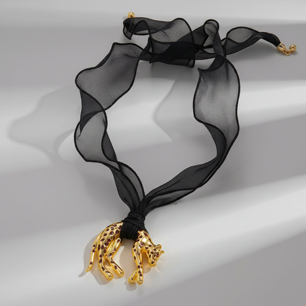 Leopard Pendant Necklace Chocker