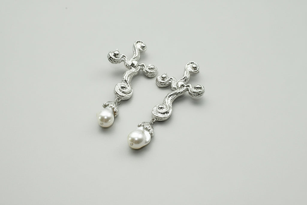 Baroque Pearl Cross Earrings
