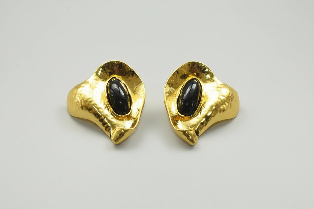 Organic Shape Leaf Stone Earrings