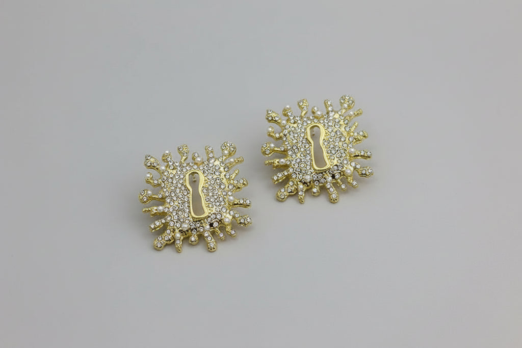 Square Burst Keyhole Earrings