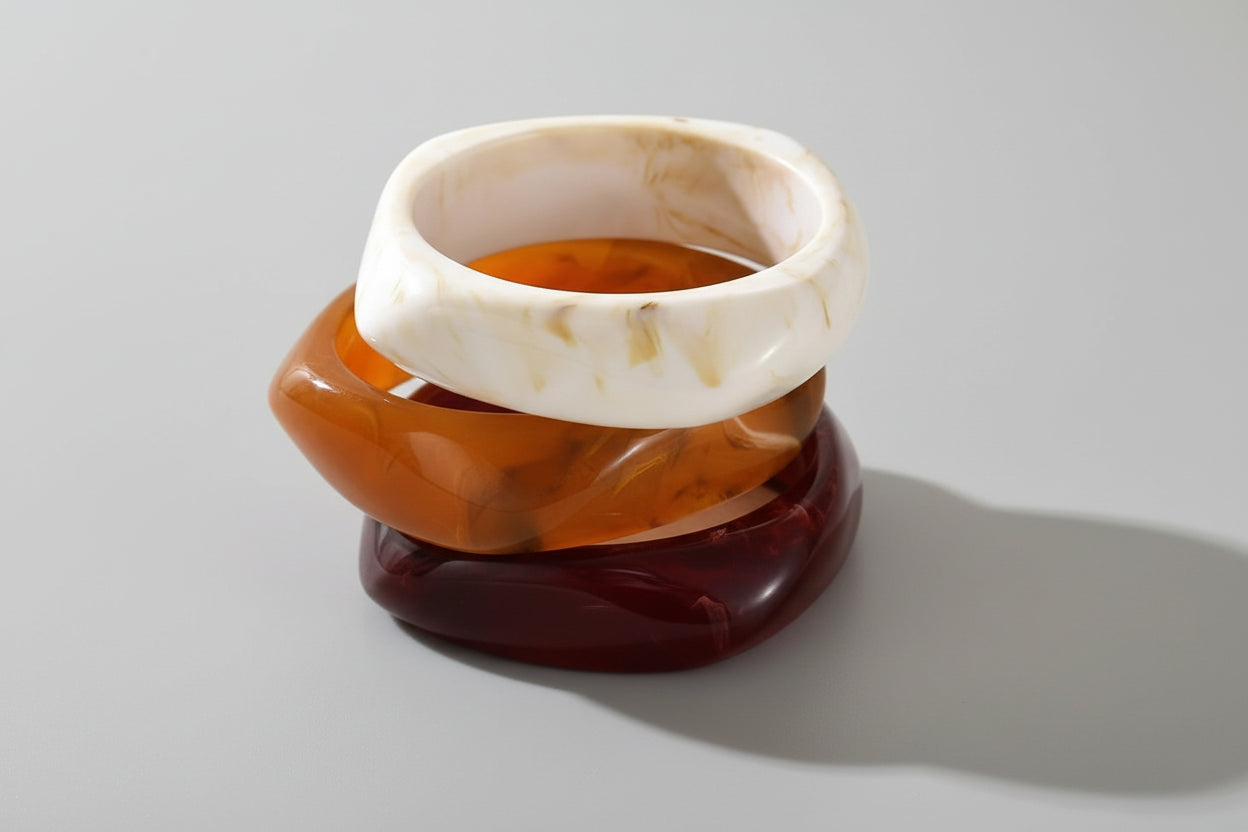 Acrylic Chunky Bangle Bracelets 3 Piece Set