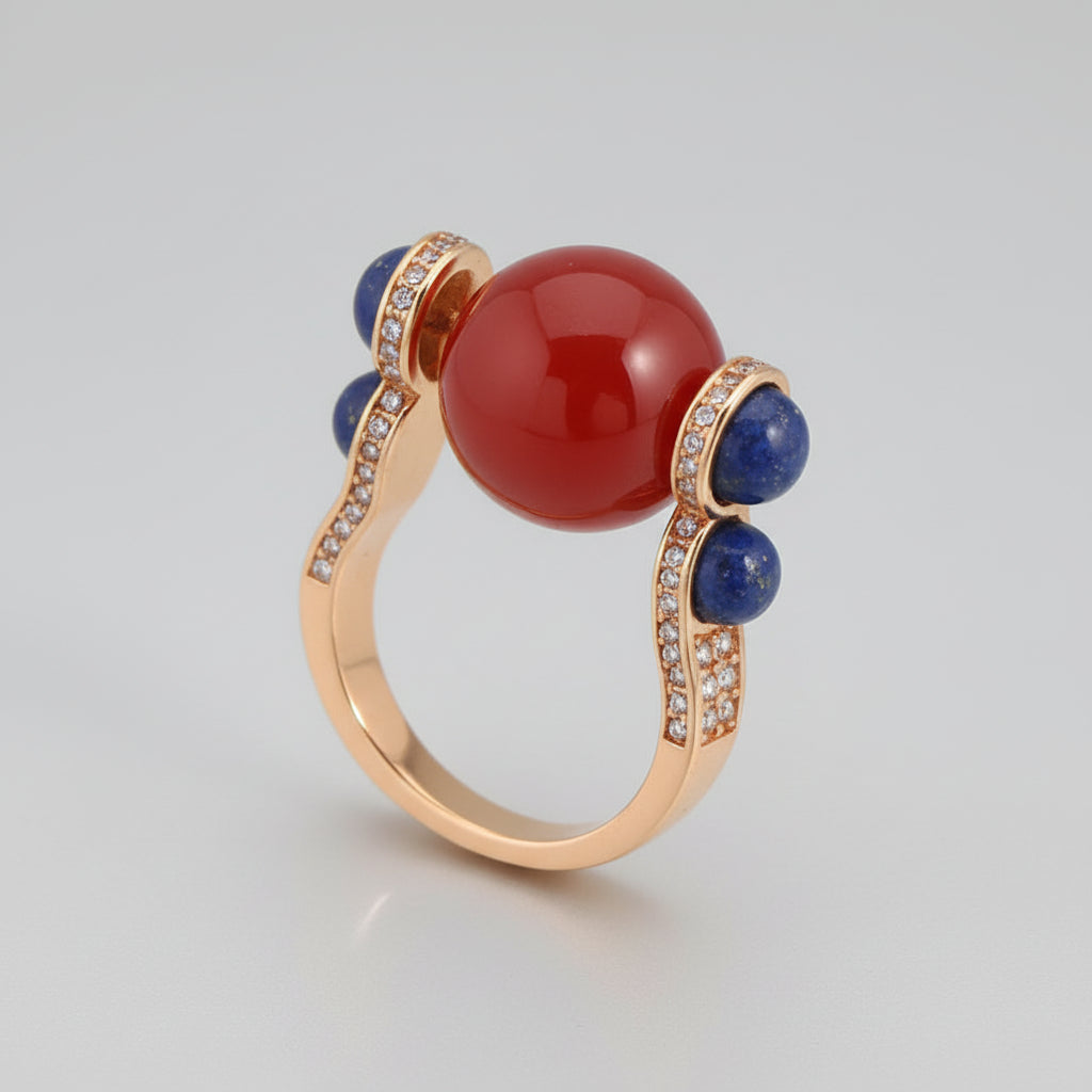 Red Agate Ball Ring