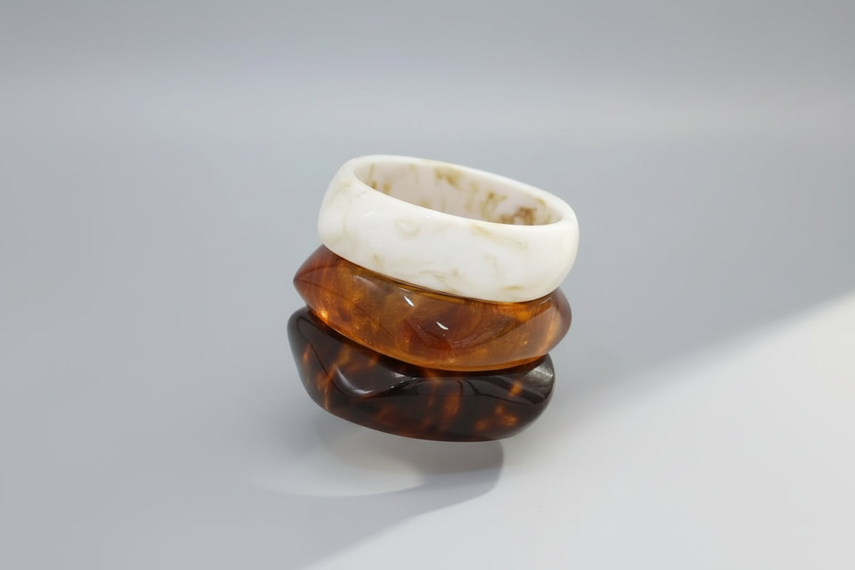 Acrylic Chunky Bangle Bracelets 3 Piece Set