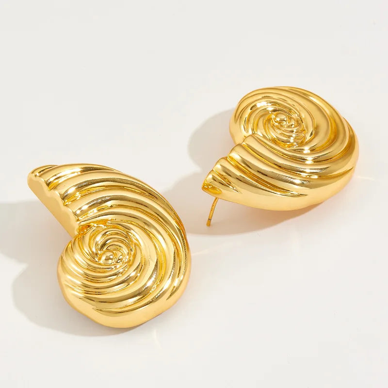 Nautilus Form Chunky Earrings