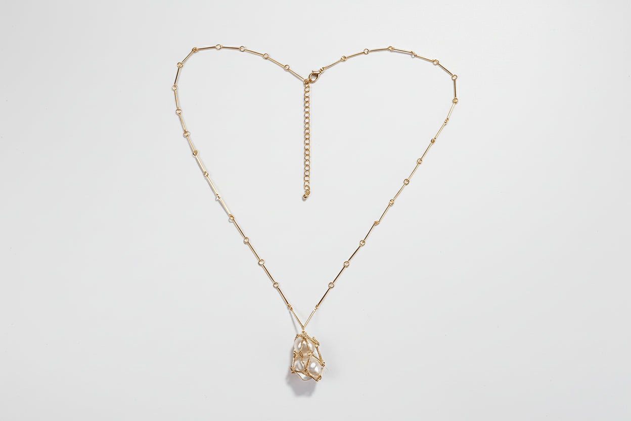 Caged Pearl Necklace
