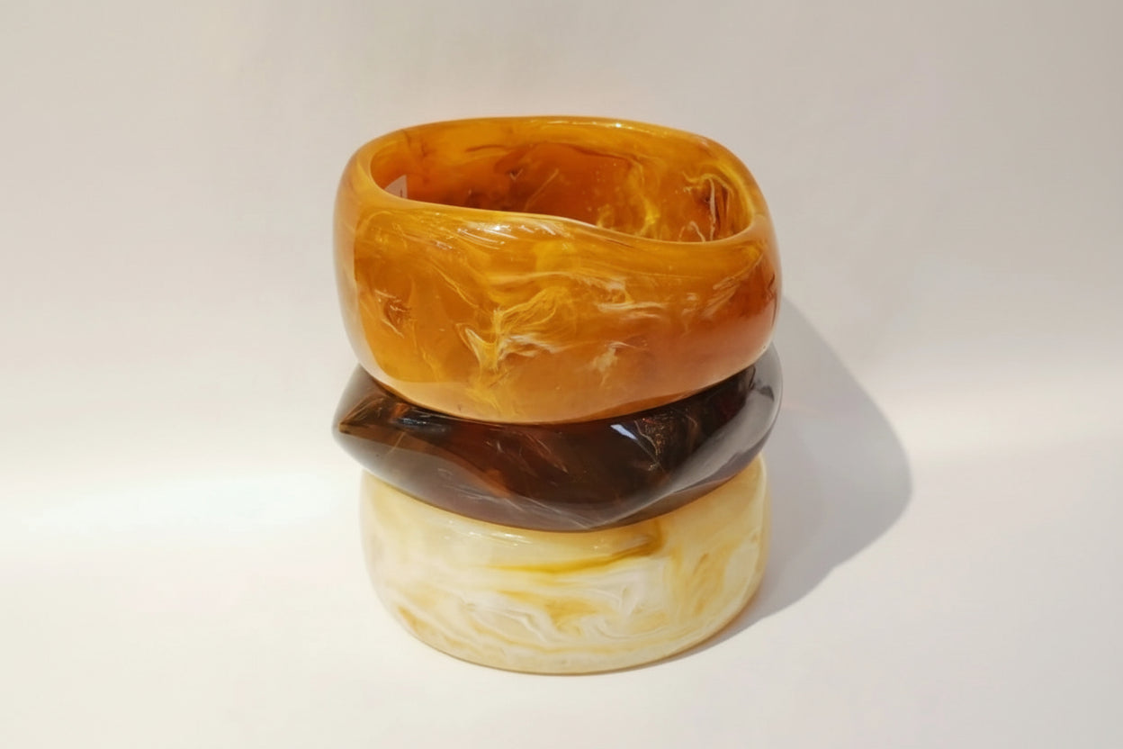 Acrylic Chunky Bangle Bracelets 3 Piece Set