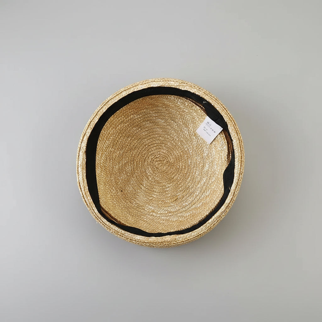 Hand Woven Straw Pillbox Beret Hat