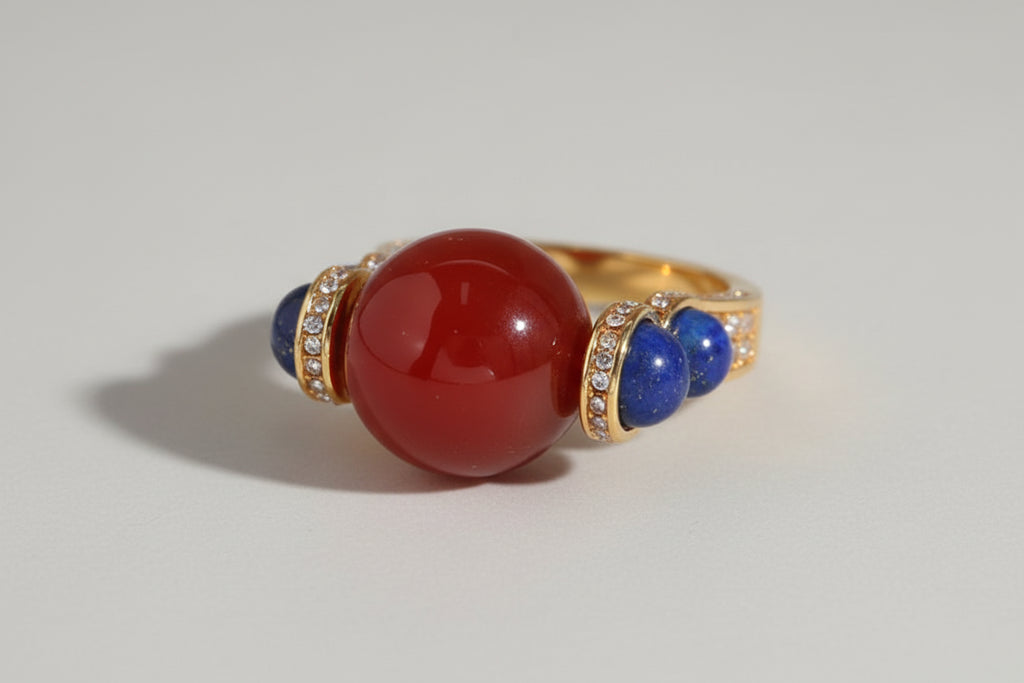 Red Agate Ball Ring