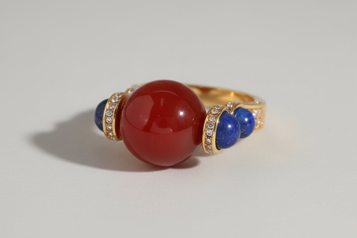 Red Agate Ball Ring
