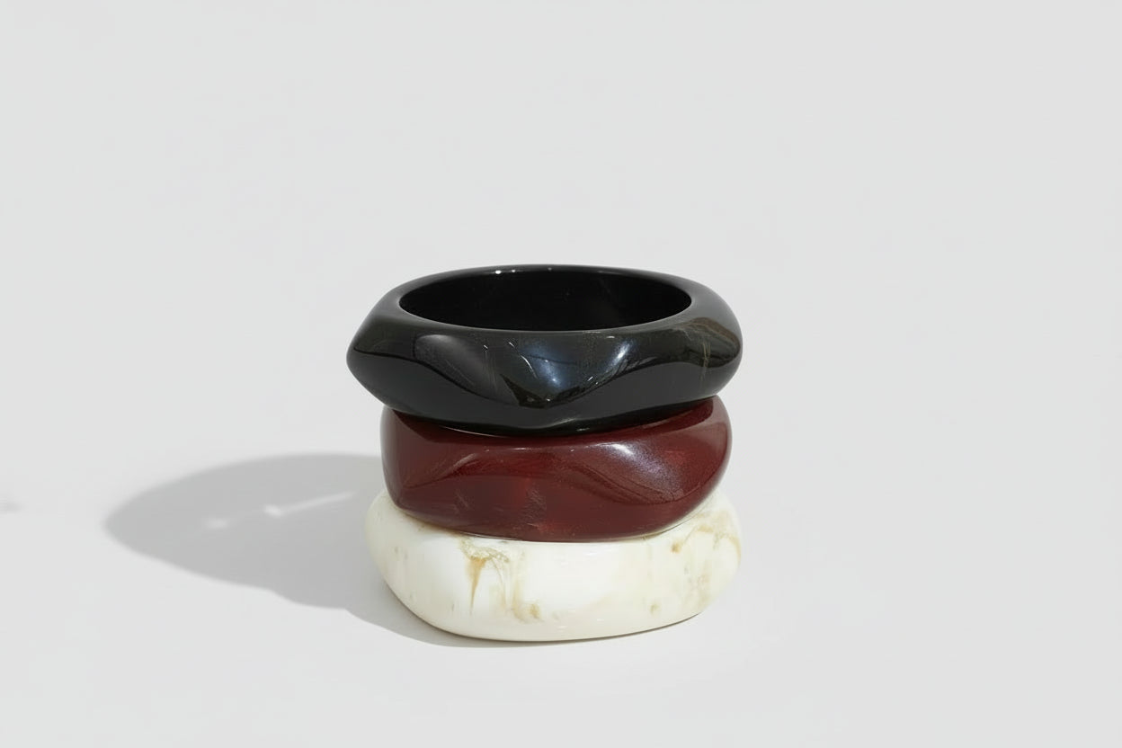 Acrylic Chunky Bangle Bracelets 3 Piece Set