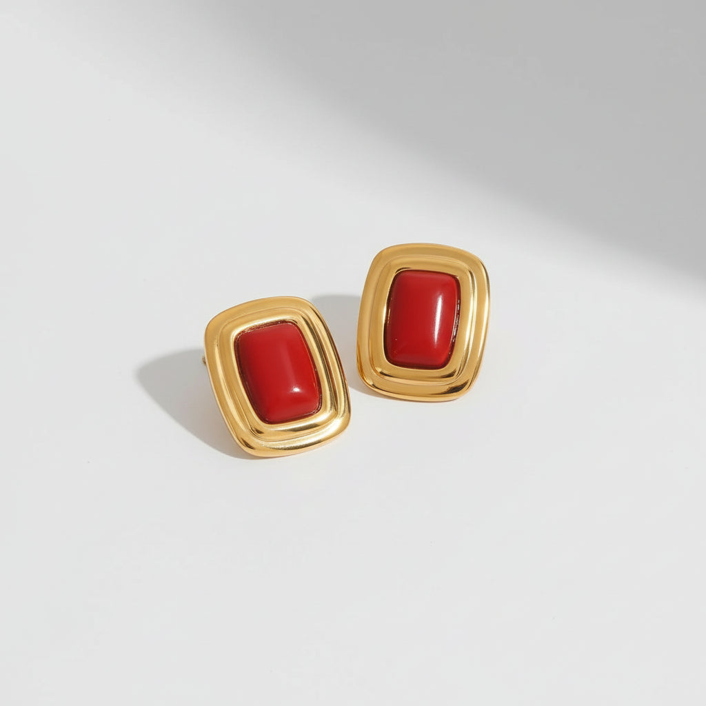 Retro Geometric Frame Earrings