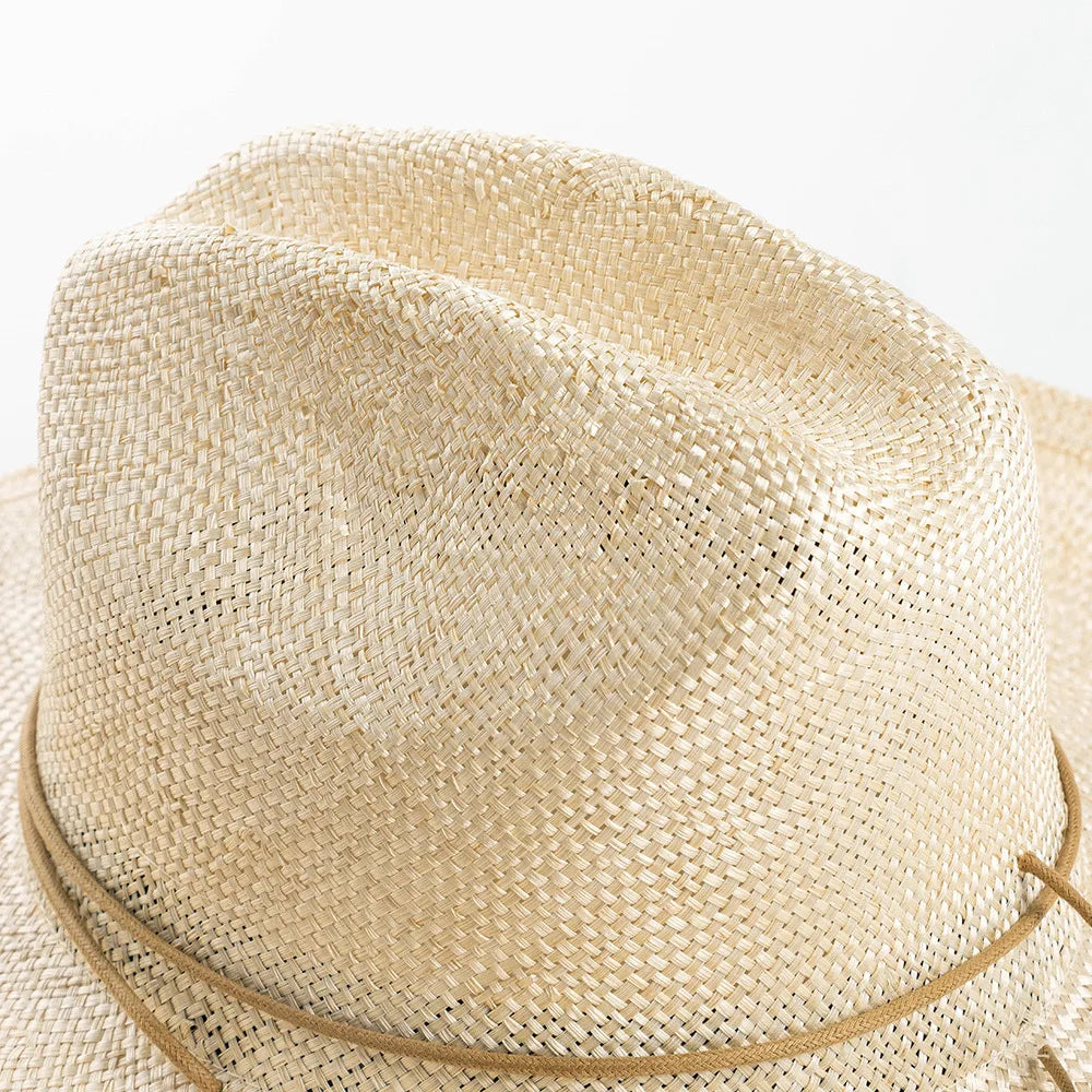 Wide Brim Straw Fedora Hat