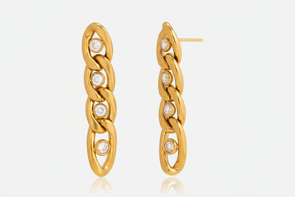 Delicate Zircon Chain Tassel Earrings