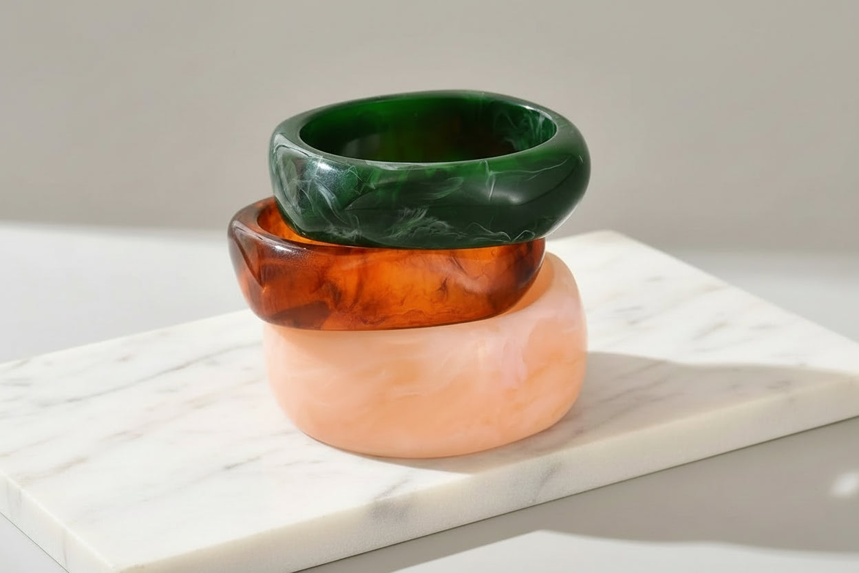 Acrylic Chunky Bangle Bracelets 3 Piece Set