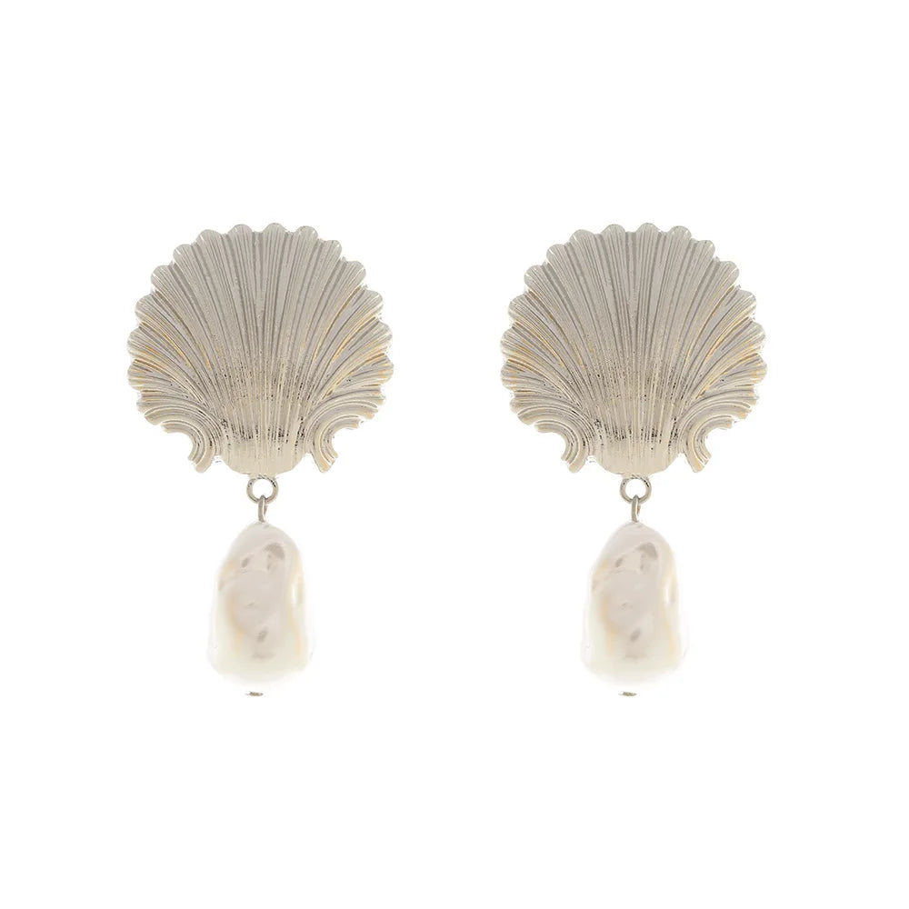 Shell Pearl Dangle Earrings
