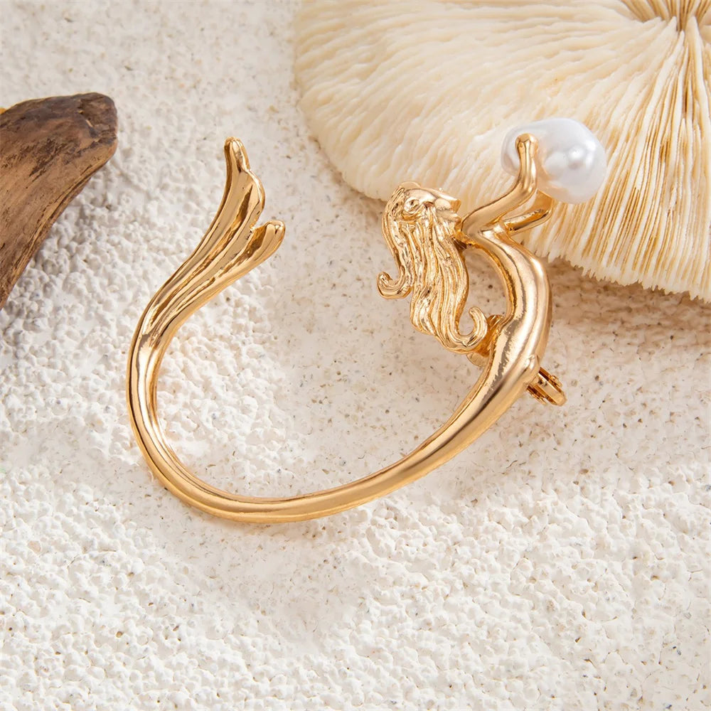 Surrealist Mermaid Pearl Ear Cuff
