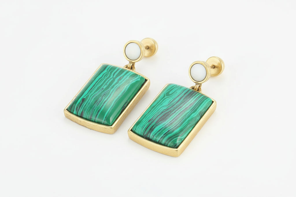 Malachite Square Earrings
