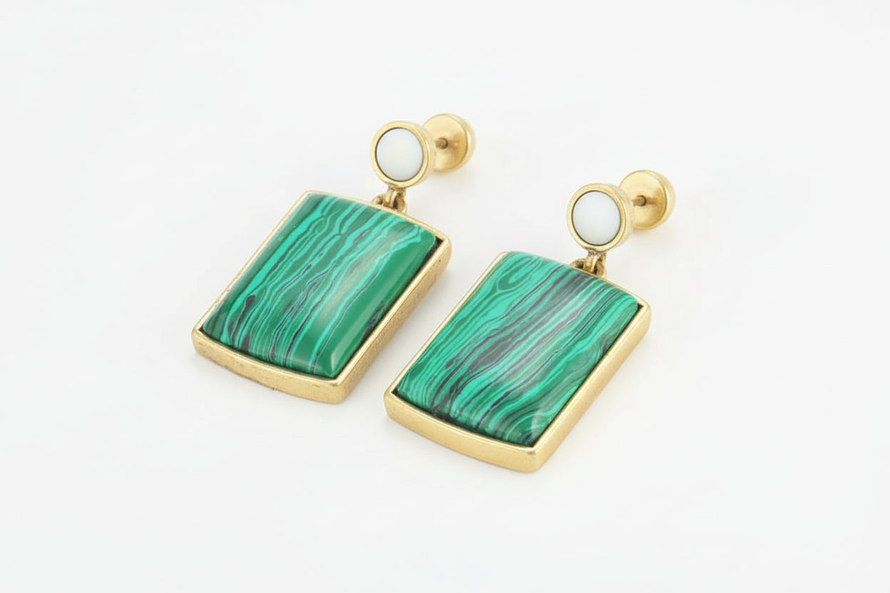Malachite Square Earrings