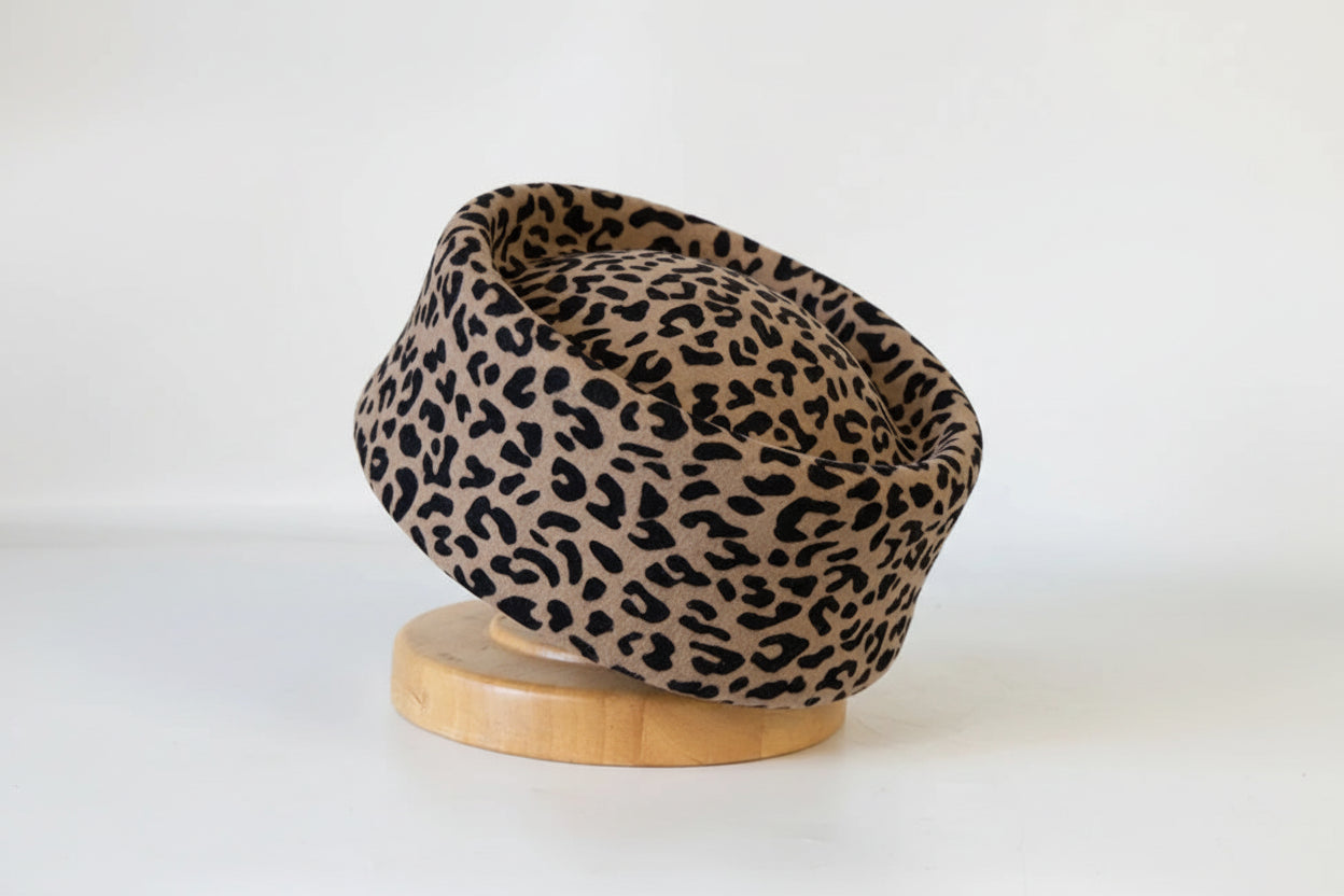 Leopard Print Wool Pillbox