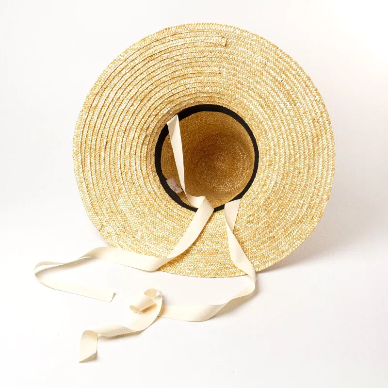 Pointed High Top Straw Sun Hat with Straps