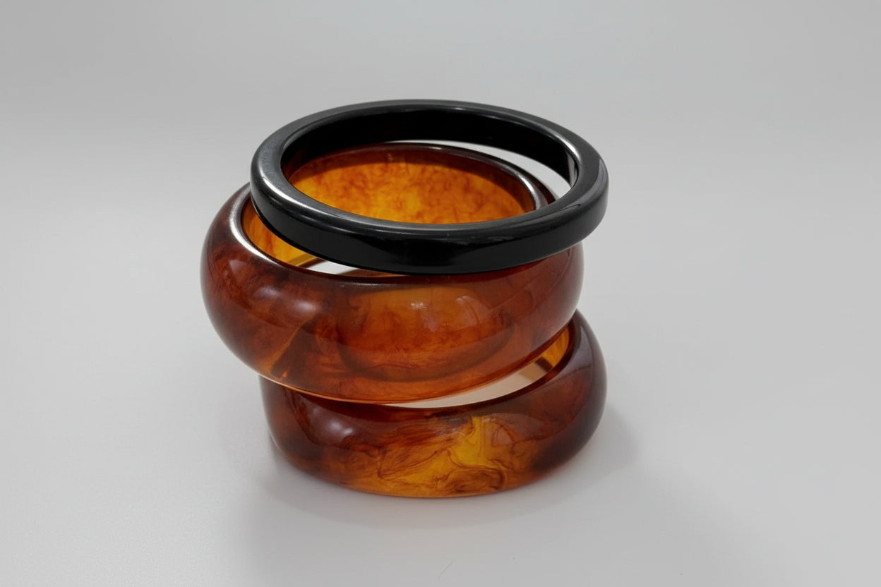 Acrylic Chunky Bangle Bracelets 3 Piece Set