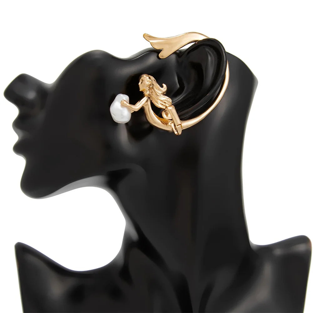 Surrealist Mermaid Pearl Ear Cuff