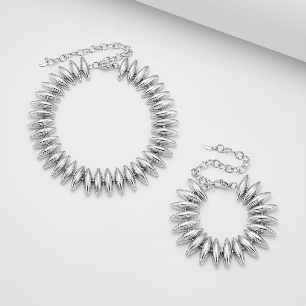 Chunky Stripes Silver Set