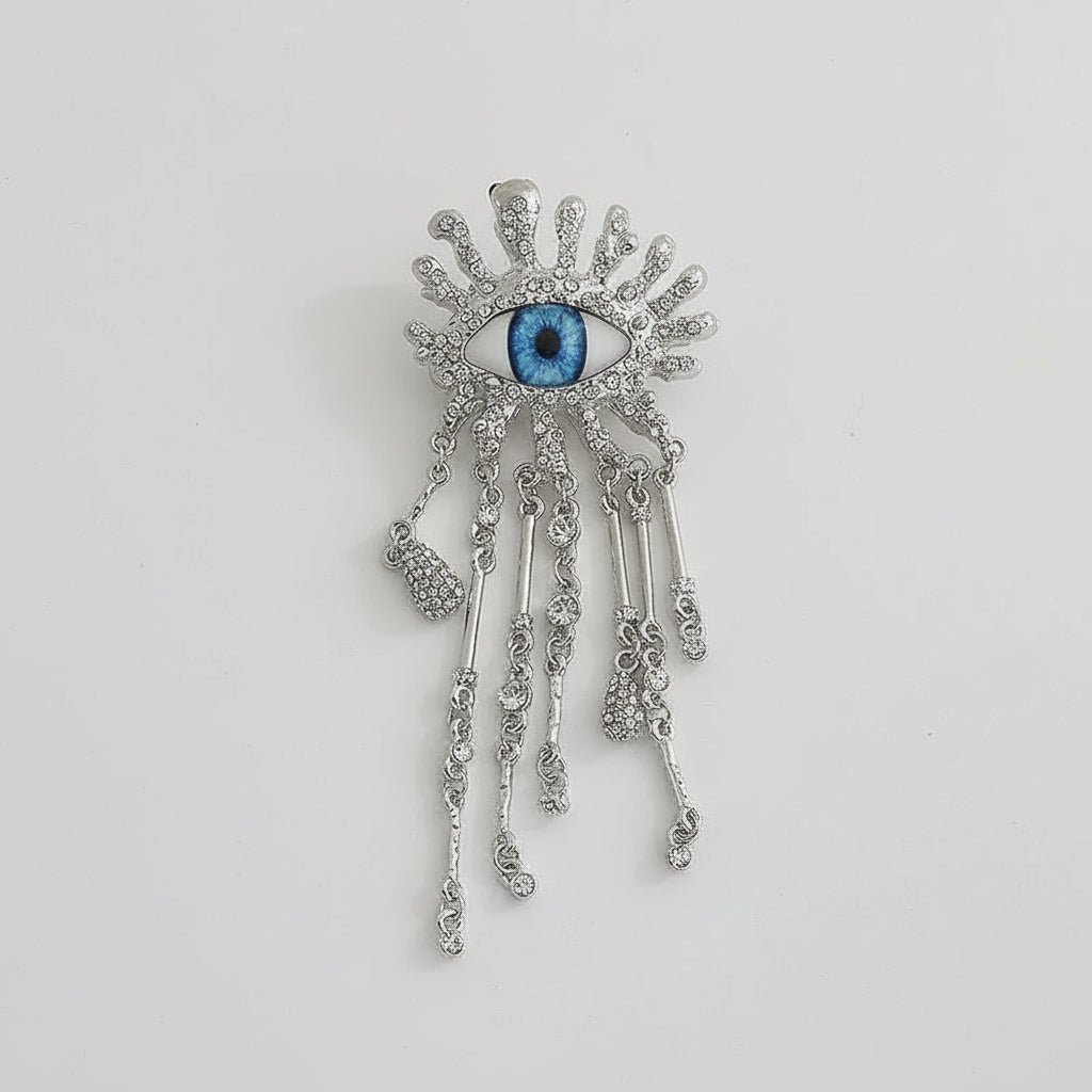 Evil Eye Rhinestone Brooch