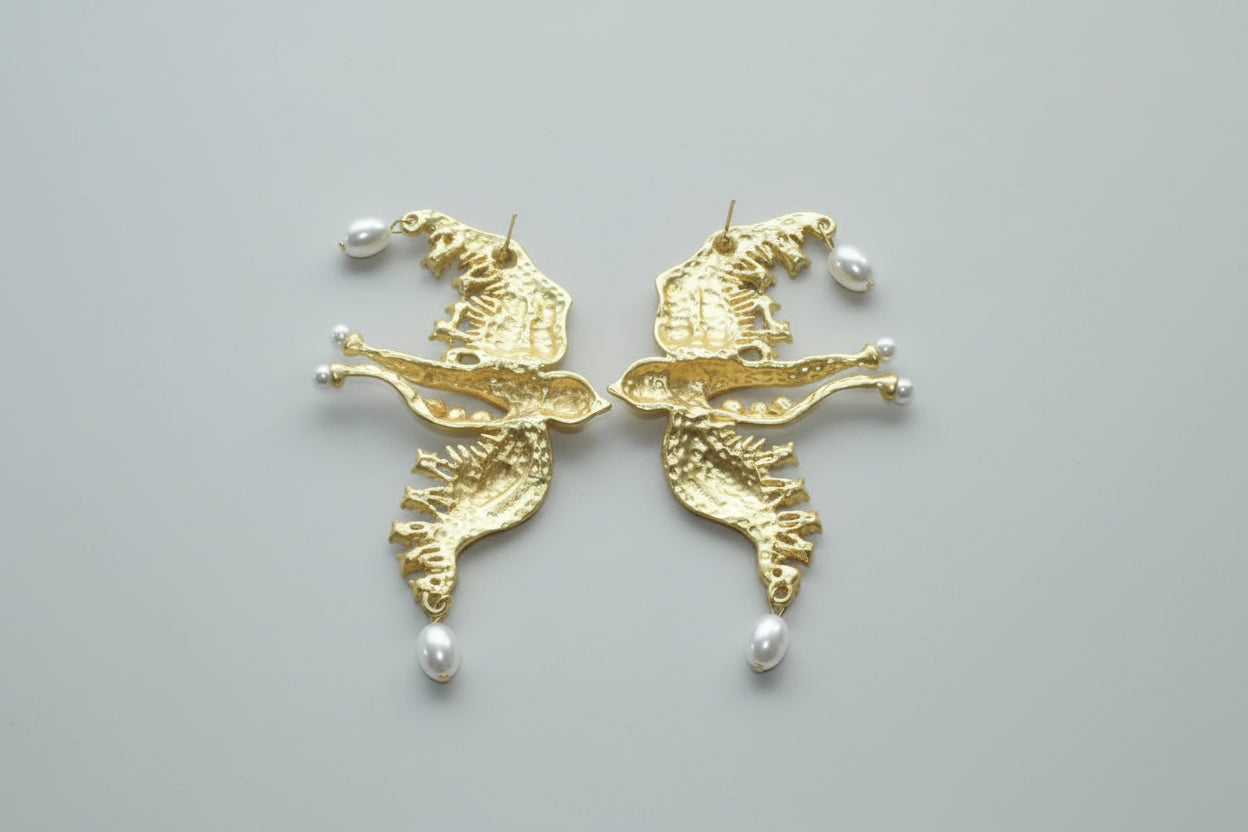 Pearl Dove Bird Earrings