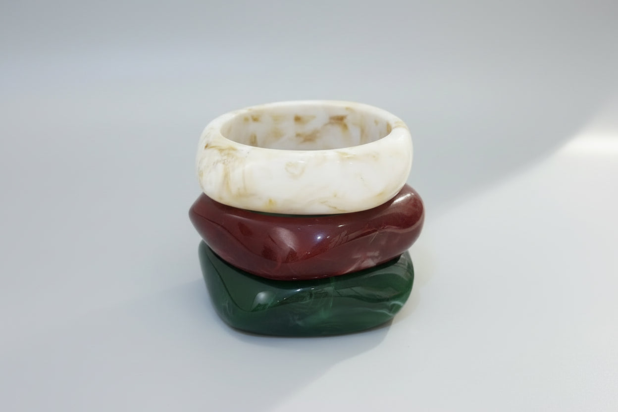 Acrylic Chunky Bangle Bracelets 3 Piece Set