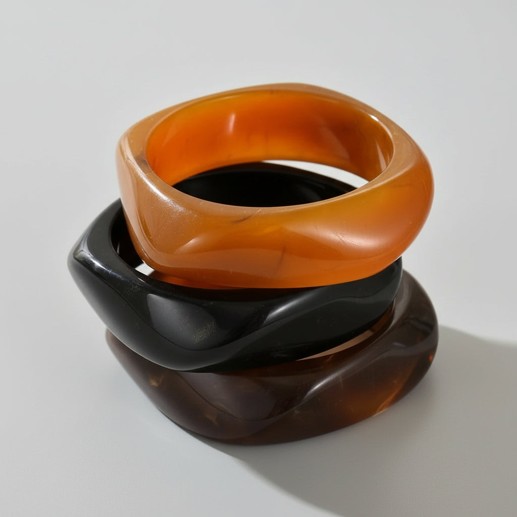 Acrylic Chunky Bangle Bracelets 3 Piece Set