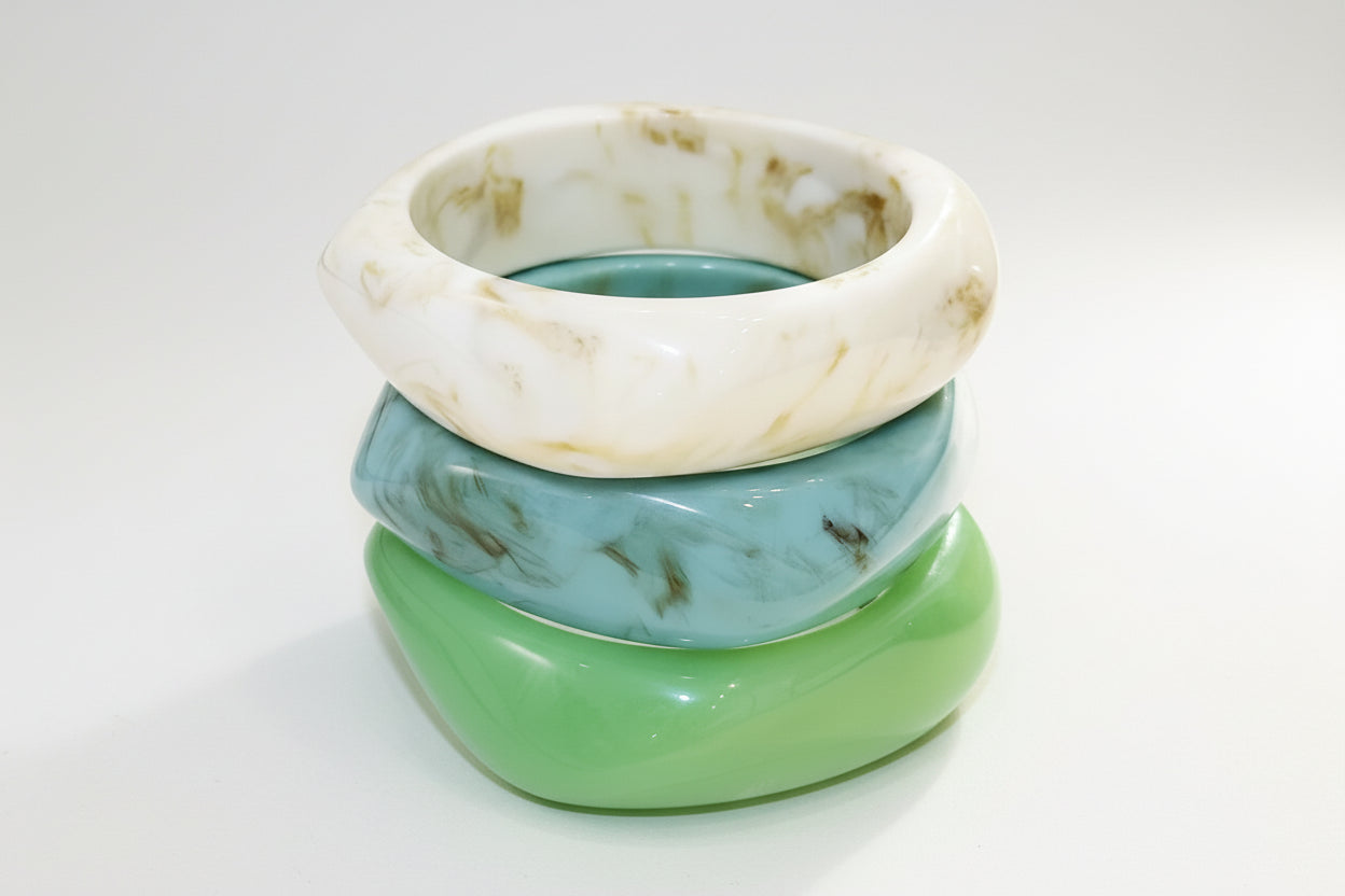 Acrylic Chunky Bangle Bracelets 3 Piece Set