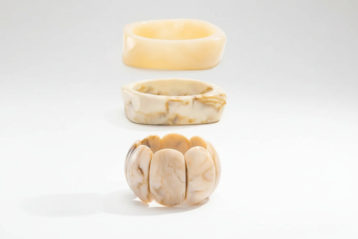 Beige Wide Resin Acrylic Bangles