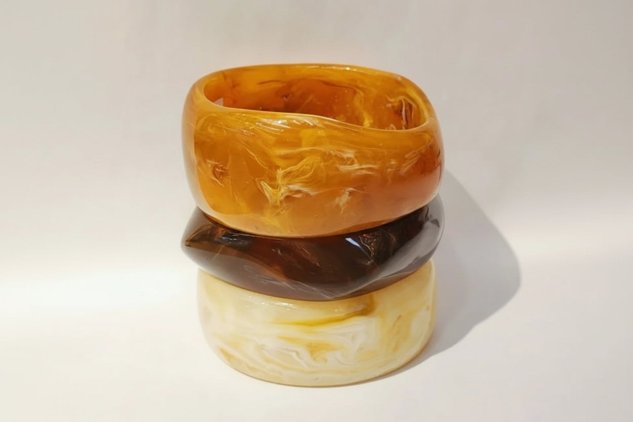 Acrylic Chunky Bangle Bracelets 3 Piece Set