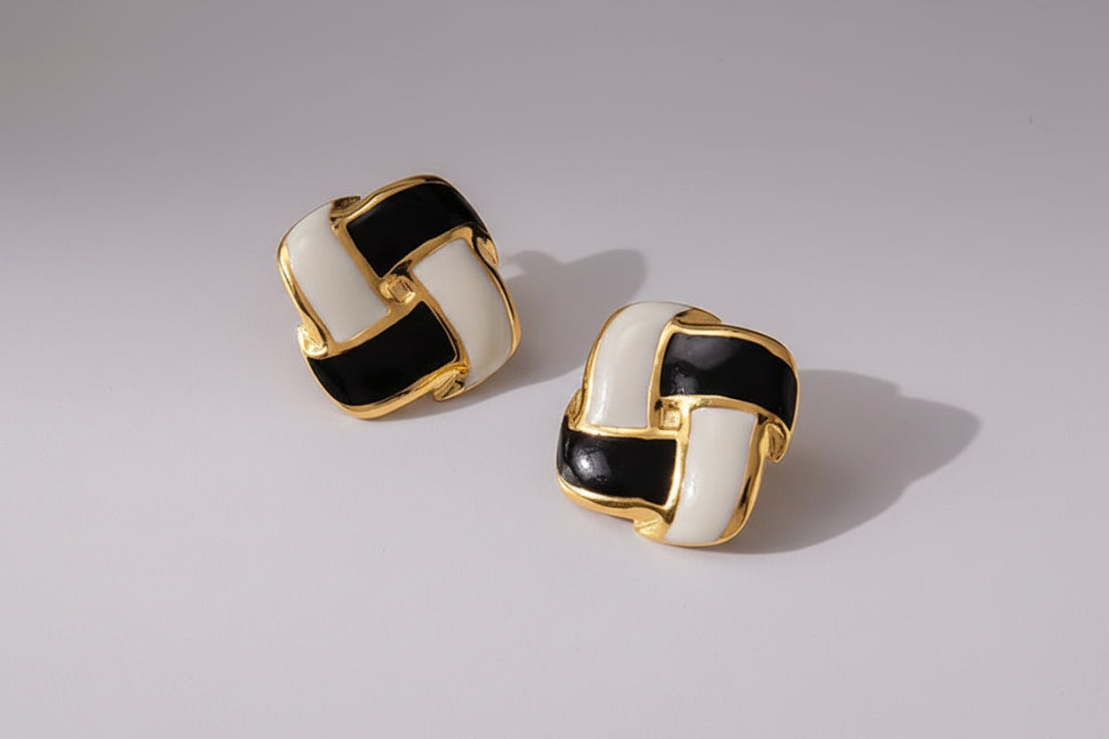 Enamel Bicolor Earrings
