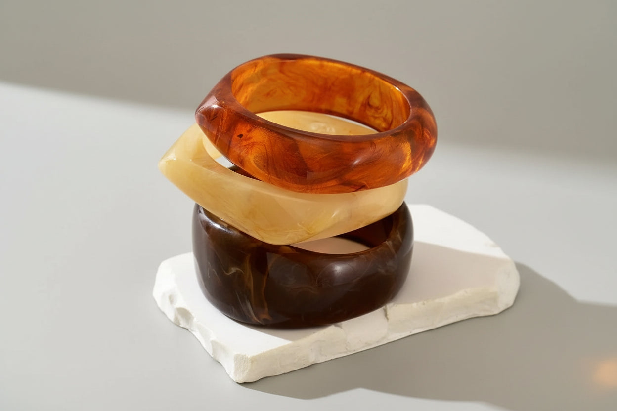 Acrylic Chunky Bangle Bracelets 3 Piece Set