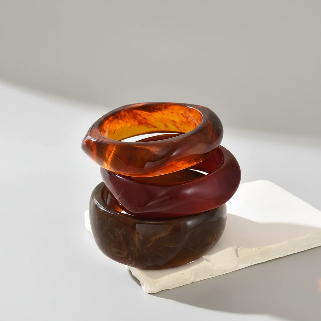 Acrylic Chunky Bangle Bracelets 3 Piece Set