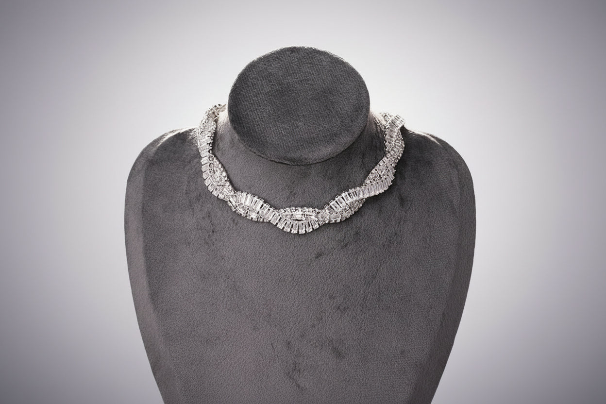 Geometric Crystal Choker Necklaces