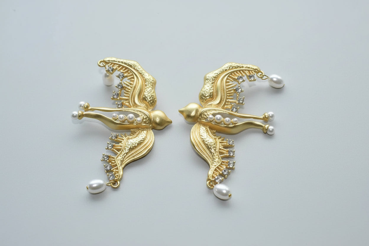 Pearl Dove Bird Earrings