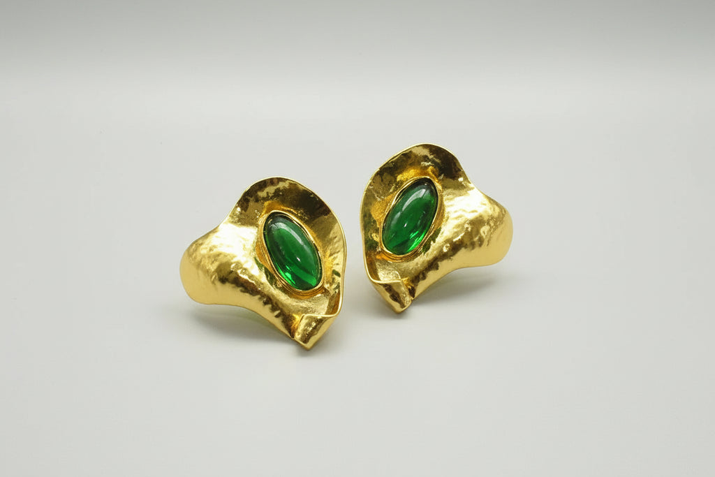 Organic Shape Leaf Stone Earrings