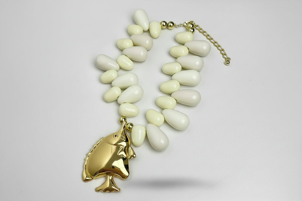 Statement Chunky Beaded Fish Necklace