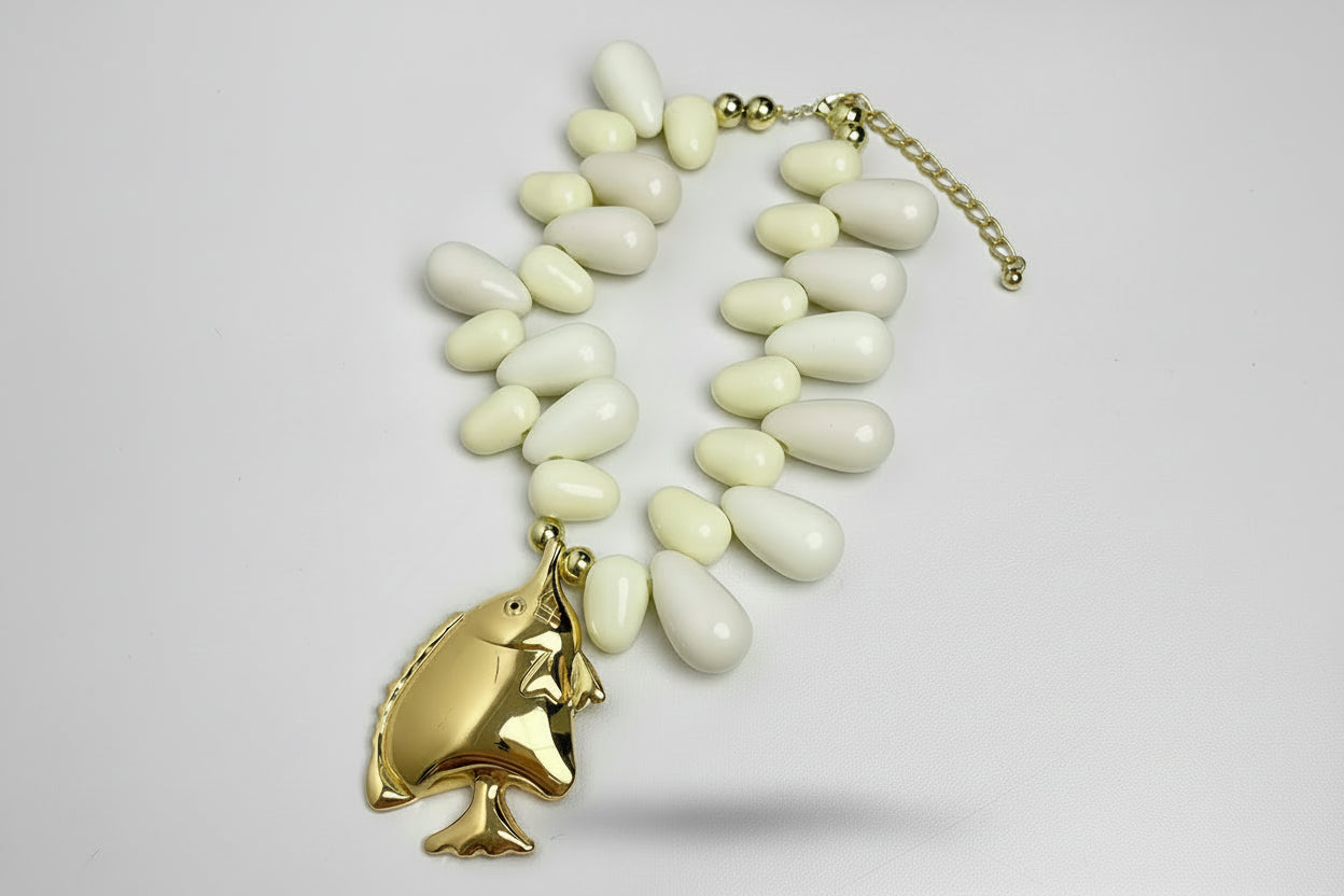 Statement Chunky Beaded Fish Necklace