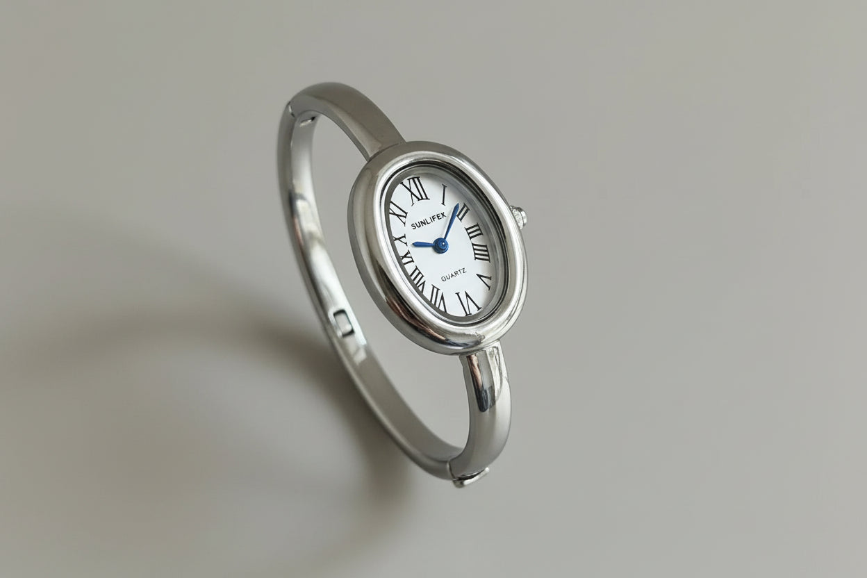 Oval Silver Watch
